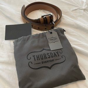 Thursday Boot Company Mens Classic Leather Belt | Size 32 | Cognac Suede